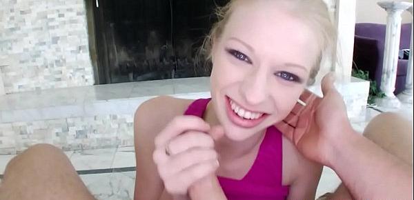  Sporty teen tugging dick in amateur pov